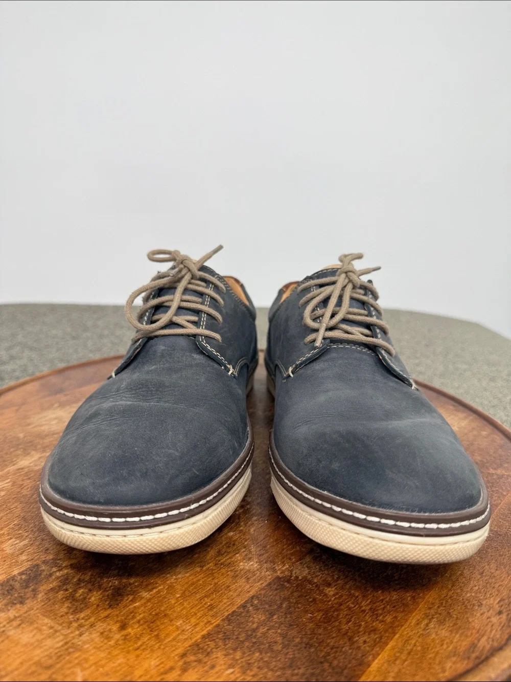 Johnston & Murphy Shoes Mens 9.5 Wide Blue Leather Lace Up Oxford Sneakers